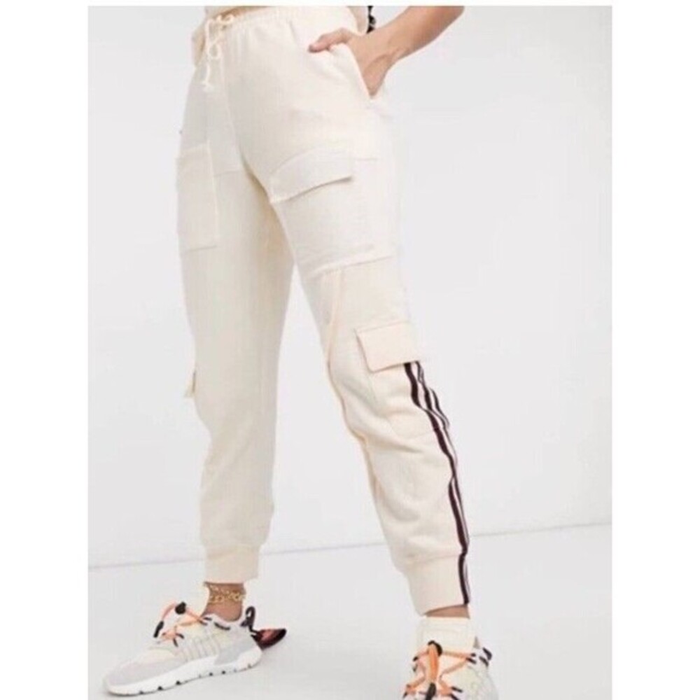 Adidas / Ivy Park Cream Cargo Joggers with Side Stripes